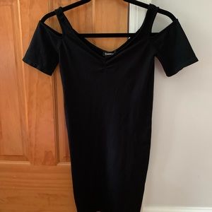 Beautiful black Bebe cold shoulder fitted dress